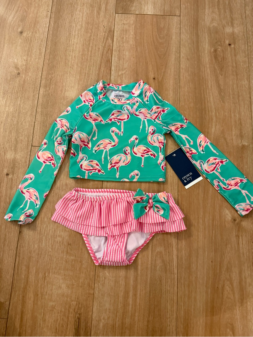 Crown & Ivy Teal Toddler Girl 2 piece swimsuit